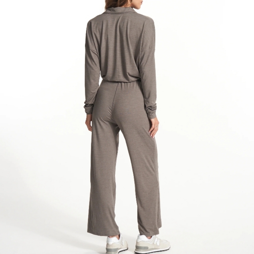 Vuori Lux Intentions Wide Leg Jumpsuit Smoke Heather L - Picture 14 of 15